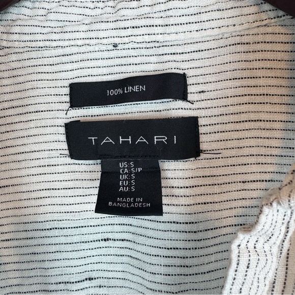 Tahari | 100% Linen Striped Button Down Shirt, S - Picture 4 of 8